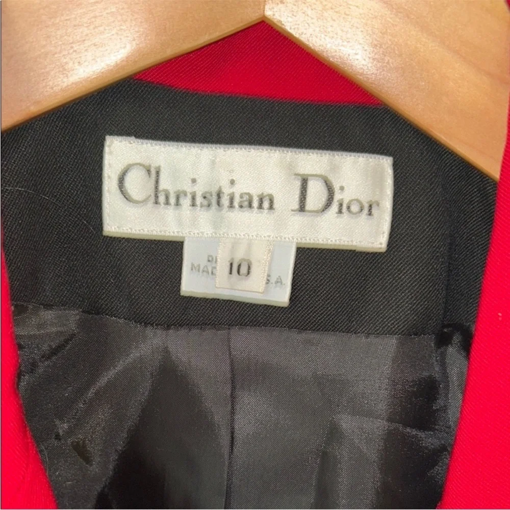 Authentic Christian Dior Black Blazer with Red Lapel 10